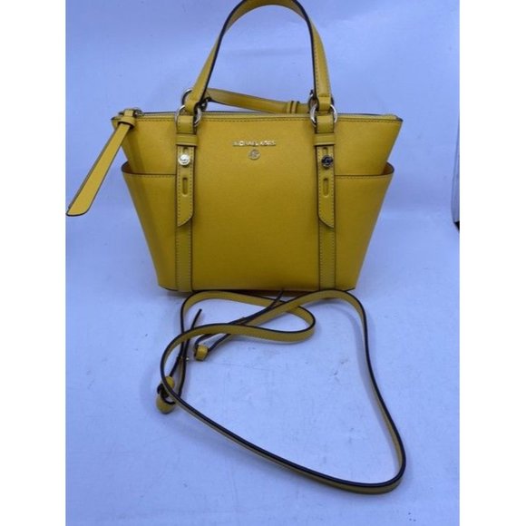 Michael Michael Kors Small Sullivan Convertible Top Zip Tote Yellow Leat… - Picture 3 of 6